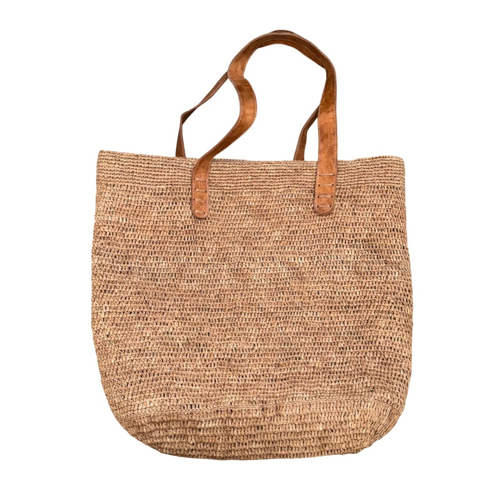 Jaden Rael Raffia Tote Bag Womens Large Tan Good Handmade Madagascar Woven Boho
